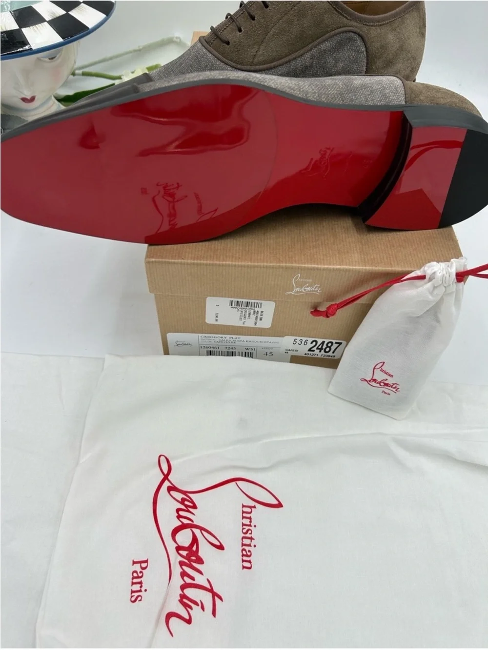 Men’s Christian Louboutin, Greggo leather/fabric, Oxford size 45 made in Italy